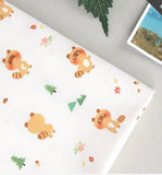 ハーフヤードデジタルテキスタイルプリントによる韓国製のかわいいアライグマ柄生地