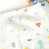 Animals Moon Star Sun Kids Patterned Fabric made in Korea by the Half Yard
