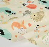 アニマルランド アライグマ ウサギ キツネ フクロウ ハリネズミ 生地 韓国製 半ヤード単位