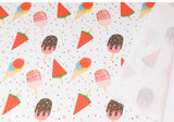 韓国製のアイスキャンデーフルーツ柄生地(半ヤード単位)