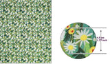 Petite Green White Flowers Floral Patterned Fabric made in Korea by the Half Yard