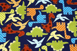 Dinosaurs printed Navy Fabric Urban Zoologie Ann Kelle for Robert Kaufman by the Half Yard