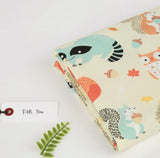 アニマルランド アライグマ ウサギ キツネ フクロウ ハリネズミ 生地 韓国製 半ヤード単位