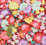 Retro Vintage Flowers Floral Patterned Fabric made in Korea by the Half Yard