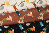 Kawaii Sloth tossed Fabric made in Korea by the Half Yard