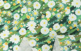 Petite Green White Flowers Floral Patterned Fabric made in Korea by the Half Yard