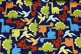 Dinosaurs printed Navy Fabric Urban Zoologie Ann Kelle for Robert Kaufman by the Half Yard