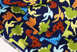 Dinosaurs printed Navy Fabric Urban Zoologie Ann Kelle for Robert Kaufman by the Half Yard