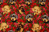 Dogs Puppies printed Fabric by Joann by the Half Yard 45cm by 108cm or 18" by 43"