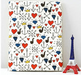 ハーフヤードデジタルテキスタイルプリントによる韓国製ハートアンカーコンパスダイヤモンド柄生地