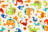 韓国のカラフルな恐竜プリント生地(半ヤード単位)