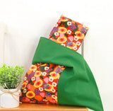 Orange Bloom Flower patterned Fabric, Floral Fabric made in Korea by the Half Yard