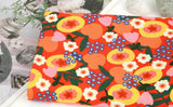 Orange Bloom Flower patterned Fabric, Floral Fabric made in Korea by the Half Yard