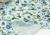 Delphinum Flower patterned Fabric, Floral Fabric made in Korea by the Half Yard