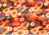 Orange Bloom Flower patterned Fabric, Floral Fabric made in Korea by the Half Yard