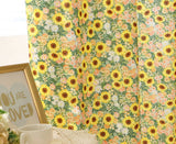 Sunflower Floral patterned Fabric, Flowers Fabric made in Korea by the Half Yard
