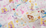 Disney Princess Cinderella Belle Rapunzel Jasmine Fabric printed in Korea by the Half Yard