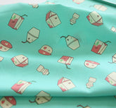 韓國製造的飲料圖案布料採用半碼 DTP(數位紡織印刷)方法