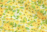 Rapeseed Flower patterned Fabric, Floral Fabric made in Korea by the Half Yard