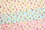 Pastel Unicorn Icecream Cake Oxford Fabric made in Japan by the Half Yard