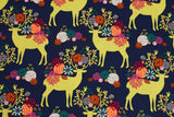Yes Deer Flowers Cotton Fabric by Michael Miller by the Half Yard