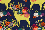 Yes Deer Flowers Cotton Fabric by Michael Miller by the Half Yard