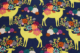 Yes Deer Flowers Cotton Fabric by Michael Miller by the Half Yard
