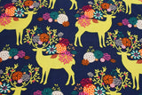 Yes Deer Flowers Cotton Fabric by Michael Miller by the Half Yard