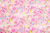 Pastel Unicorn Lipstick Love Hearts Oxford Fabric made in Japan by the Half Yard