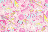 Pastel Unicorn Lipstick Love Hearts Oxford Fabric made in Japan by the Half Yard