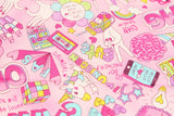 Pastel Unicorn Lipstick Love Hearts Oxford Fabric made in Japan by the Half Yard