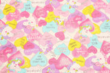 Pastel Unicorn Love Hearts Oxford Fabric made in Japan by the Half Yard