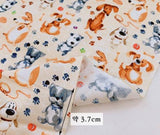 Dog Puppy printed Fabric by the Half Yard