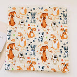 Dog Puppy printed Fabric by the Half Yard