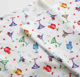 Watercolor Cocktail Glass Patterned Fabric made in Korea by the Half Yard