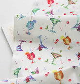 韓國製造的水彩雞尾酒杯圖案布料半碼 DTP(數位紡織印刷)方法