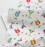 Watercolor Cocktail Glass Patterned Fabric made in Korea by the Half Yard