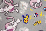 ポケットモンスター、ポケモン、ミュウツーミュウピカチュウのキャラクター生地、韓国製、半ヤード単位
