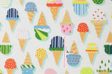 ハーフヤードDTP(デジタルテキスタイルプリント)方式で韓国で作られたカラフルなアイスクリーム柄の生地