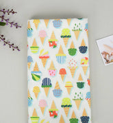 韓國製造的彩色冰淇淋圖案布料採用半碼 DTP(數位紡織印刷)方法