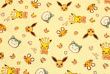 Pocket Monster, Pokemon,Pikachu Snorlax Eevee Dedenne Licensed Fabric made in Korea by the Half Yard