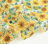 Sunflower Floral patterned Fabric, Flowers Fabric made in Korea by the Half Yard