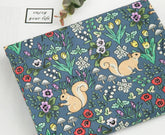 Squirrel Flower Garden Patterned Fabric made in Korea by the Half Yard