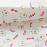 Egg Bacon Vienna Sausage Patterned Fabric, Cute, Kids, Sewing, Quilt made in Korea by Half Yard