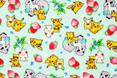 Pocket Monster, Pokemon, Strawberry Blueberry Pikachu Alcremie Ponyta Yamper Fabric made in Korea by the Half Yard