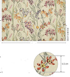 Garden Flowers Floral patterned Fabric made in Korea by Half Yard / 45 X 150cm 18" X 57.5", Cotton Linen