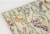 Garden Flowers Floral patterned Fabric made in Korea by Half Yard / 45 X 150cm 18" X 57.5", Cotton Linen