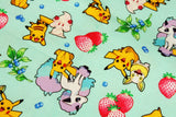 ポケットモンスター、ポケモン、ストロベリーブルーベリーピカチュウアルクレミーポニータヤンパー生地韓国製半ヤード