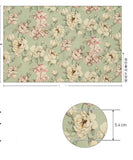 バラの花の花柄生地 韓国製 半ヤード 45 x 150cm 18" x 57.5"、コットンリネン