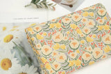 Flowers Floral ptatterned Fabric made in Korea by Half Yard / 45 X 150cm 18" X 57.5", Cotton Linen